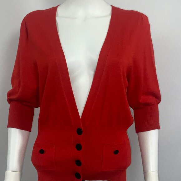 Kenneth Cole New York Red Kasper Women Cardigan Sweater Red 3/4 Sleeve Size L - Picture 7 of 11
